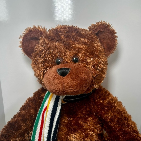 Hudson Bay Company HBC Plush Brown Teddy Bear with Multicolor Signature Scarf - Picture 3 of 6